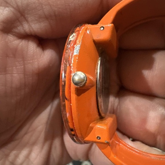 Working VTG Narmi Quartz Orange Cuff Ladies Dainty Watch Band MOP 40mm Fit 6.5 - Picture 3 of 9
